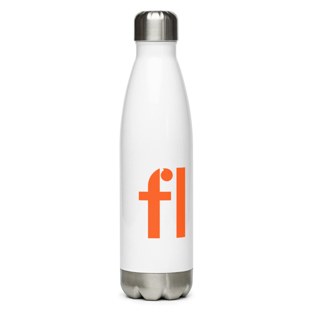 FL Stainless Steel Water Bottle (White & Orange)
