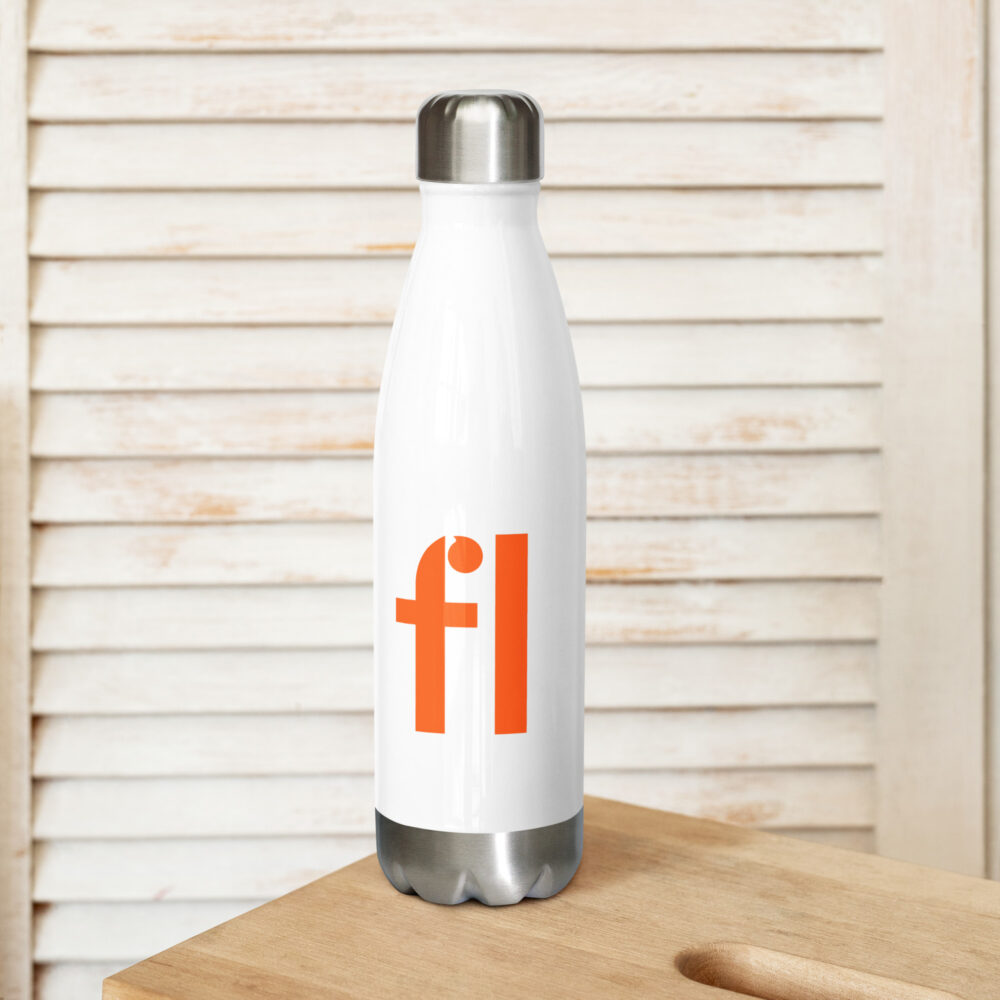 FL Stainless Steel Water Bottle (White & Orange) - Image 4