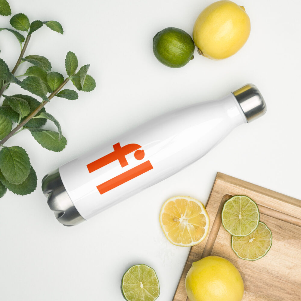 FL Stainless Steel Water Bottle (White & Orange) - Image 3