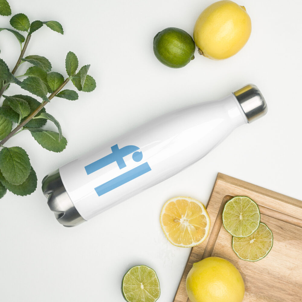 FL Stainless Steel Water Bottle (White & Blue) - Image 3